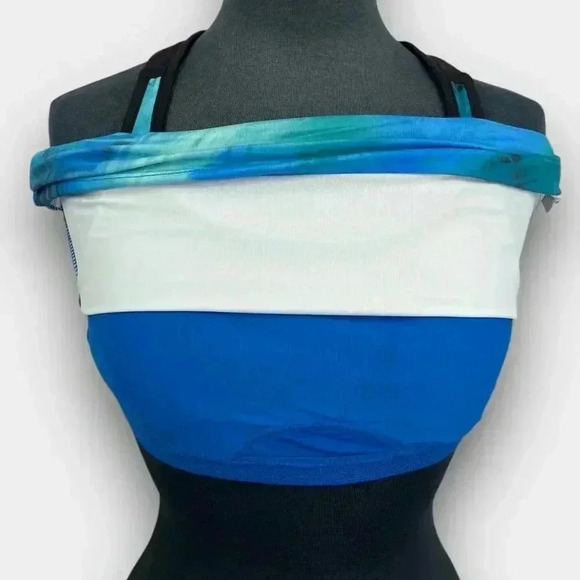 ATHLETIC WORKS ladies workout‎ racerback medium shelf bra blue/black - Picture 7 of 11